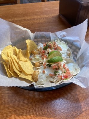 Two garlic shrimp tempura tacos today!