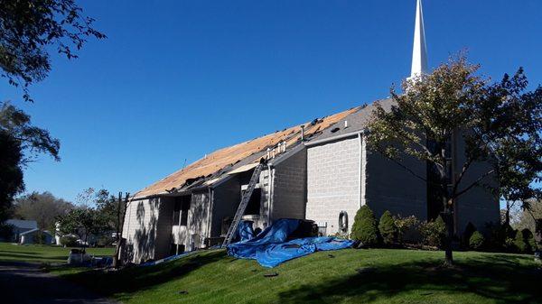 Restoration roof for church