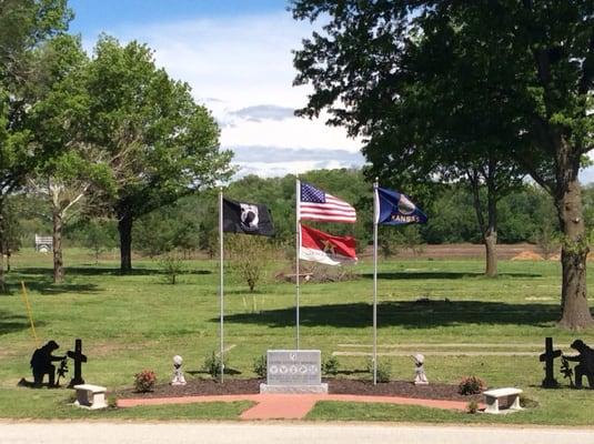 Easton Veterans Memorial with Veterans Memorial Park and Campground in background