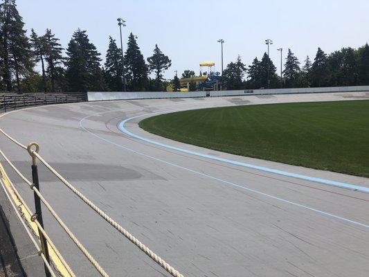 A view of one of the banked turns.