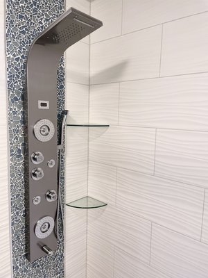 Custom tile spa shower.