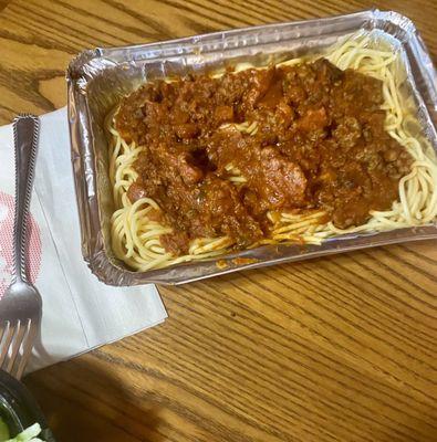 Spaghetti and meat sauce