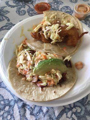 Shrimp taco and Tori taco.