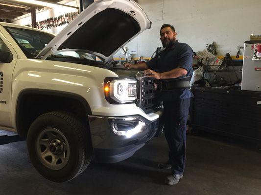 Working on a Clark pest fleet account truck