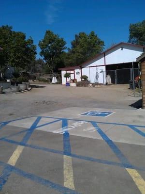 Only visible is part of the horse training and barns.