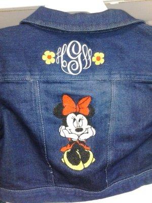 custom for a child's jacket ...minnie mouse and initials