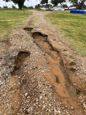 So called "road" from the boat storage pin to the ramp.