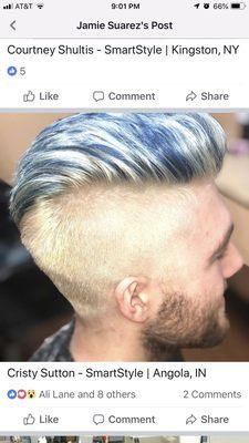 Bleached and toned with blue lowlights