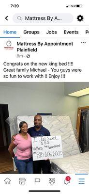 Me and my wife purchasing a King matress@ Matress by Appointment.