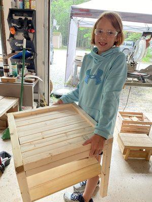 Kids build a lot of furniture during the summer. woodworking Day/week camp