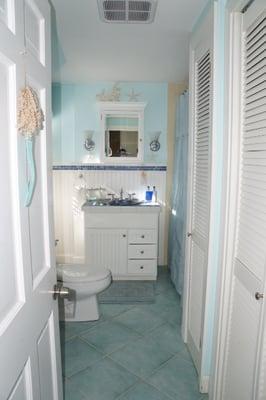 The upstairs mermaid themed bathroom!