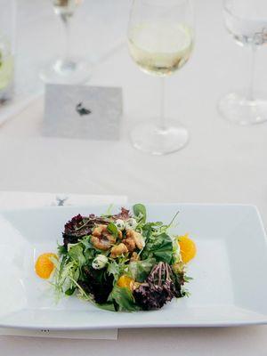 Plated Fancy Mesclun Salad at a Wedding