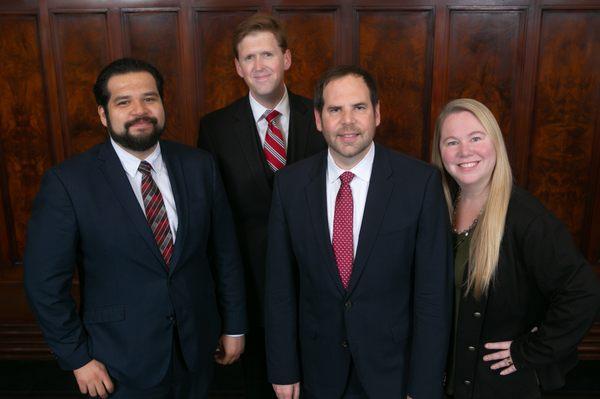 Jairo Castellanos, Colin Walsh, Rob Wiley and Jeannie Buckingham comprise the Austin office of Rob Wiley, P.C., known as Wiley Walsh, P.C.