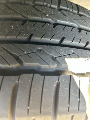 Tire after pulling out nail. No plugs on it.