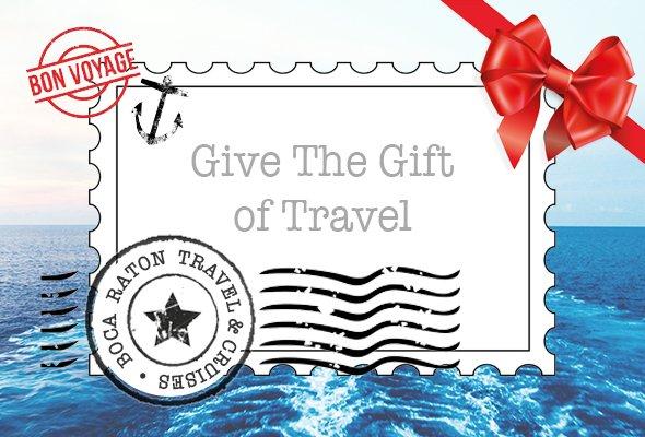 A Boca Raton Travel & Cruises gift card is the perfect present for any special occasion. Contact us today fo a quick delivery!