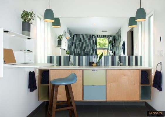 Midcentury modern master bathroom remodel in the Denny Blaine neighborhood of Seattle.