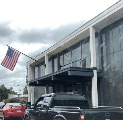 view of eastern side of bank building