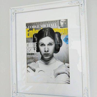 Entertainment Magazine - Carrie Fisher In white painted vintage frame