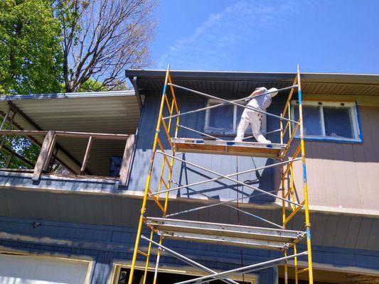 In the process of spraying this exterior home!