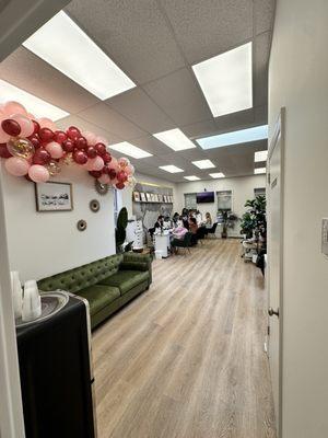 Waiting area and manicure