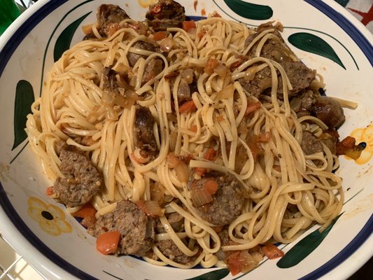 Spicy Linguine Pomodoro w/ Italian Sausage