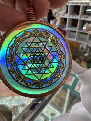 Exclusive Dichroic Full Spectrum 18kt Gold Healing Disc Pendant