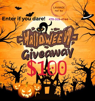 -Enter if you dare! 
 -Halloween Giveaway! 
 LavandeNailBar is giving away a $100 gift card