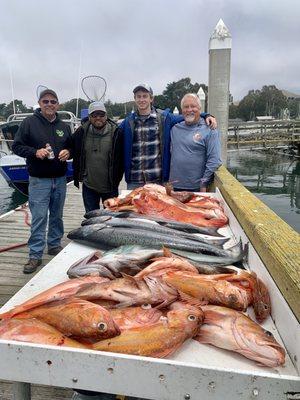 Limits of rockfish, Lings, and 3 Salmon.