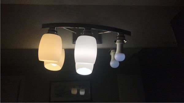 Kids bathroom light fixtures didn't match and 1 was missing.