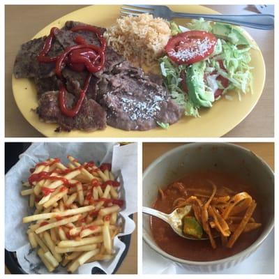 Miliannesa plate & some fries, all of it good. But that Tortilla soup, wow it was great! It even had chicharrones in it!