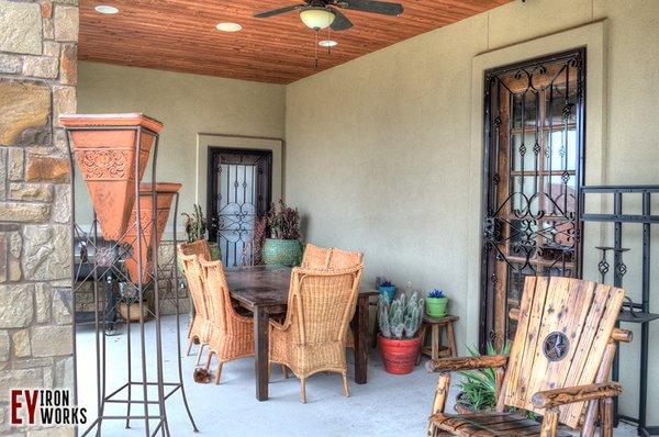 Wrought iron security doors.