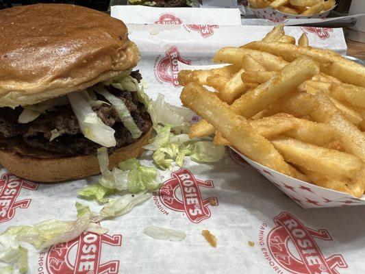 R Burger with Fries