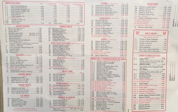 Back of Menu