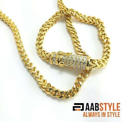 Cuban Link CZ Stoned Necklace Set