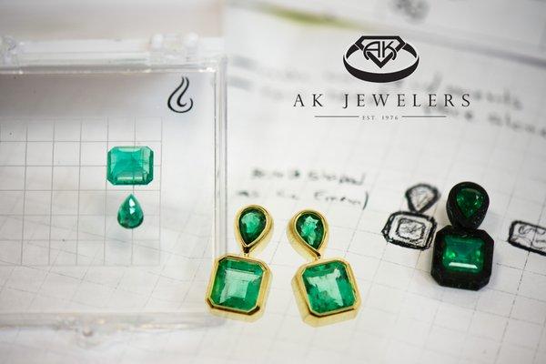 Beautiful emerald earring project for our client! Made with lost wax casting process.