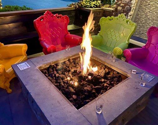 Cool outside seating with beautiful fire pit