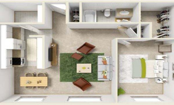 1L (750 sf) floor plan