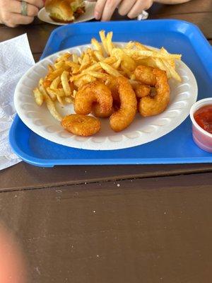 Hard cider battered shrimp and fries