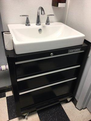 Bathroom sink made out of old tool box