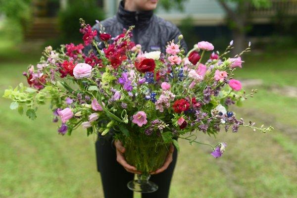 Deluxe locally grown flowers for delivery.  April on the flower farm.