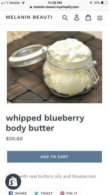 Whipped blueberry body butter