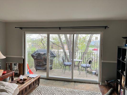 Unfinished patio door installation