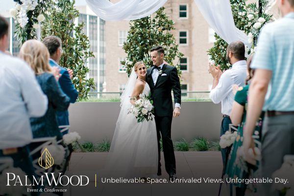 Ceremony on Limestone Terrace @amykarpphotography, @BlissBridal, @Freesia, @saraBethEvents