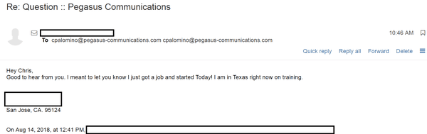 Whoa!  I just got a job...in Texas now on Training...