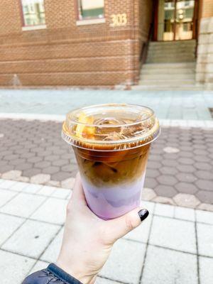 Pineapple ube iced latte