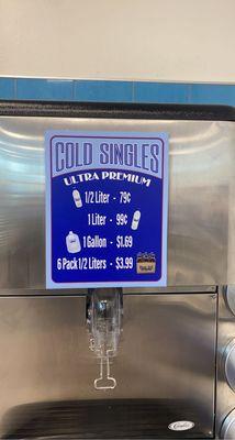 Ice Machine with pricing poster