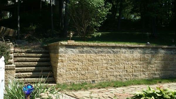 Here is a picture of a retaining wall & steps we built.