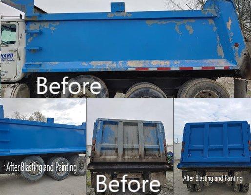 Dump truck that we sandblasted and painted.