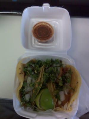 small tacos, corn tortillas with barbacoa, chicharron