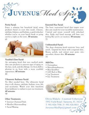 Juvenus Med Spa Menu